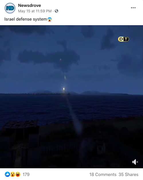Video titled, Israel Defense System, shared on Facebook