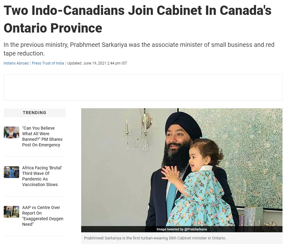 Canada ਵਿੱਚ ਸਿੱਖ ਆਗੂ ਨੂੰ ਬਣਾਇਆ ਗਿਆ ਖਜ਼ਾਨਾ ਮੰਤਰੀ