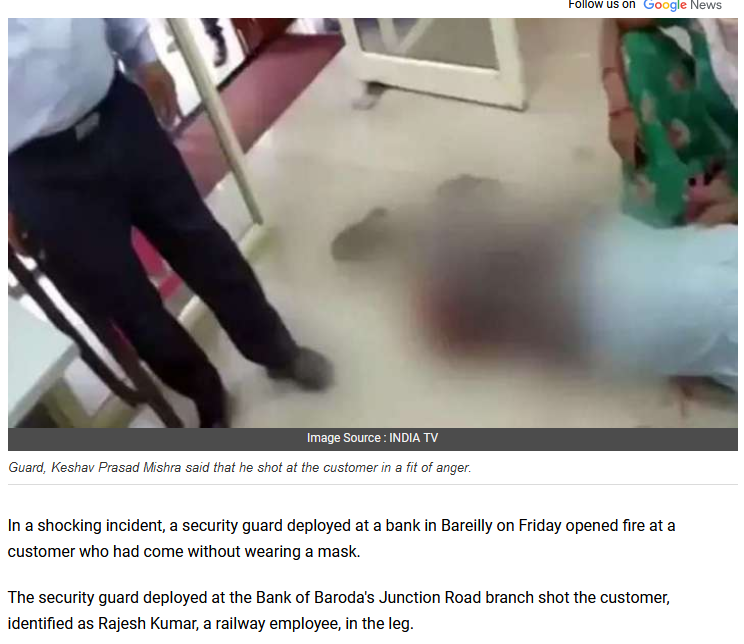 Bank Security Guard Gun Fires On Customer Trying To Enter Without Mask
