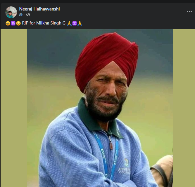 Milkha Singh death reports is a hoax
