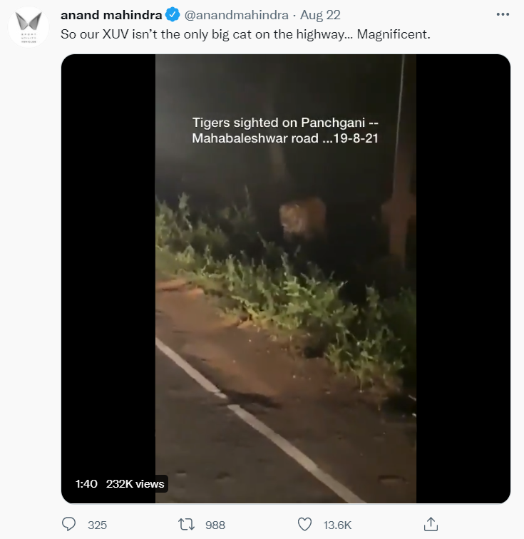 Screenshot of Anand Mahindra's tweet