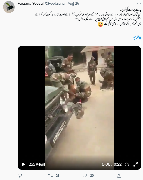  بھارتی فوجی جوانوں کی وائرل ویڈیو کا اسکرین شارٹ