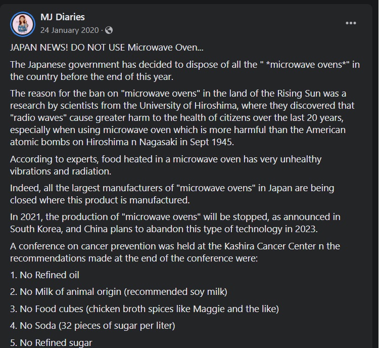 FB post 2 on on Microwaves story