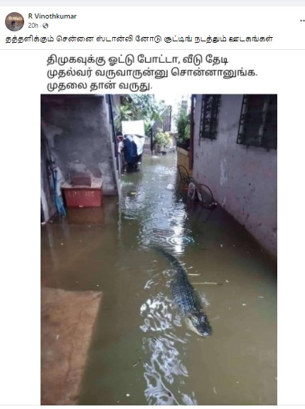 தமிழகத்தில் மழைநீரில் முதலை வந்ததாக பரவும் தகவல் - 3