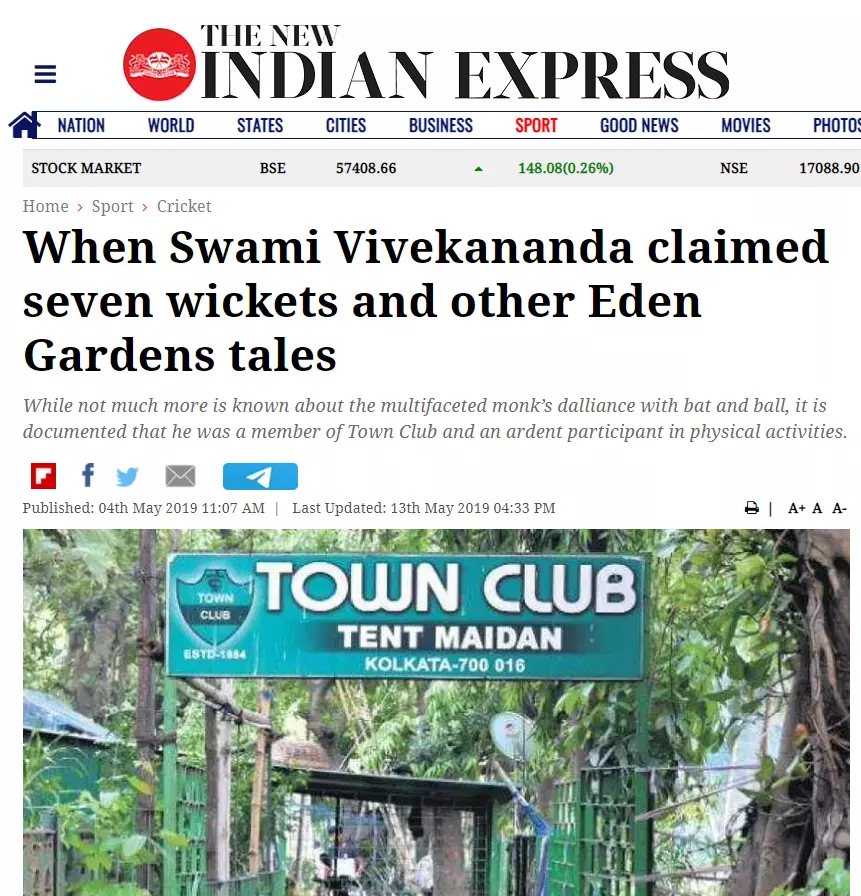 ক্যালকাটা টাউন ক্লাবের হয়ে ১৮৮৪ সালে স্বামীজী বল করেছিলেন  image 4