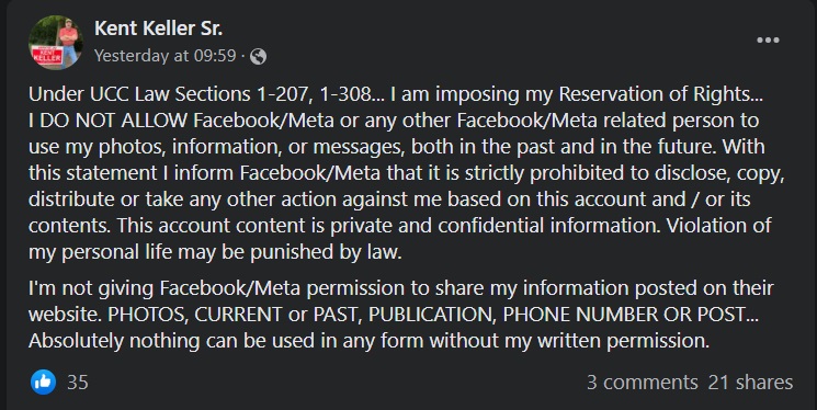 Facebook privacy policy change claim 