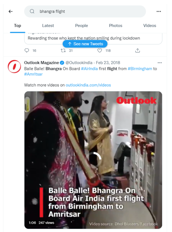 Air India ਦੀ ਭਾਰਤ ਤੋਂ ਕੈਨੇਡਾ ਜਾਣ ਵਾਲੀ ਪਹਿਲੀ ਫਲਾਈਟ ਵਿਚ ਪਾਇਆ ਭੰਗੜਾ