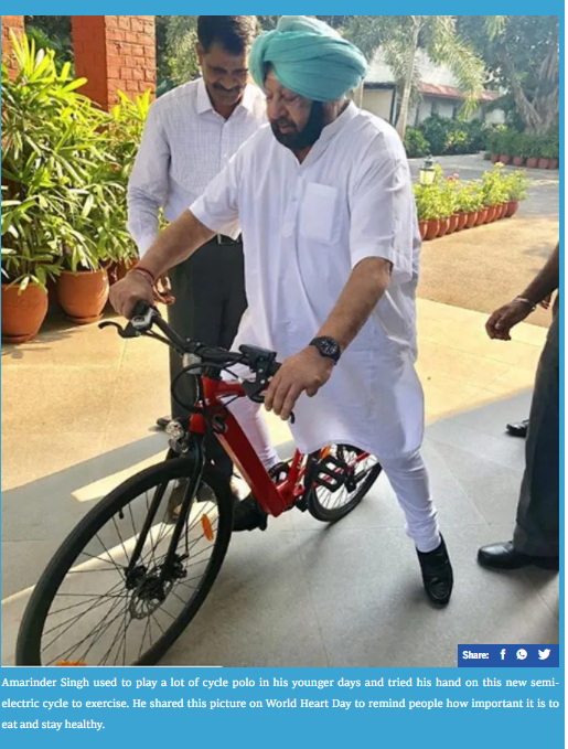 Captain Amarinder Singh ਦੇ ਸਾਈਕਲ 'ਤੇ ਲੱਗਿਆ ਹੈ ਪ੍ਰਕਾਸ਼ ਸਿੰਘ ਬਾਦਲ ਦਾ ਸਟਿੱਕਰ