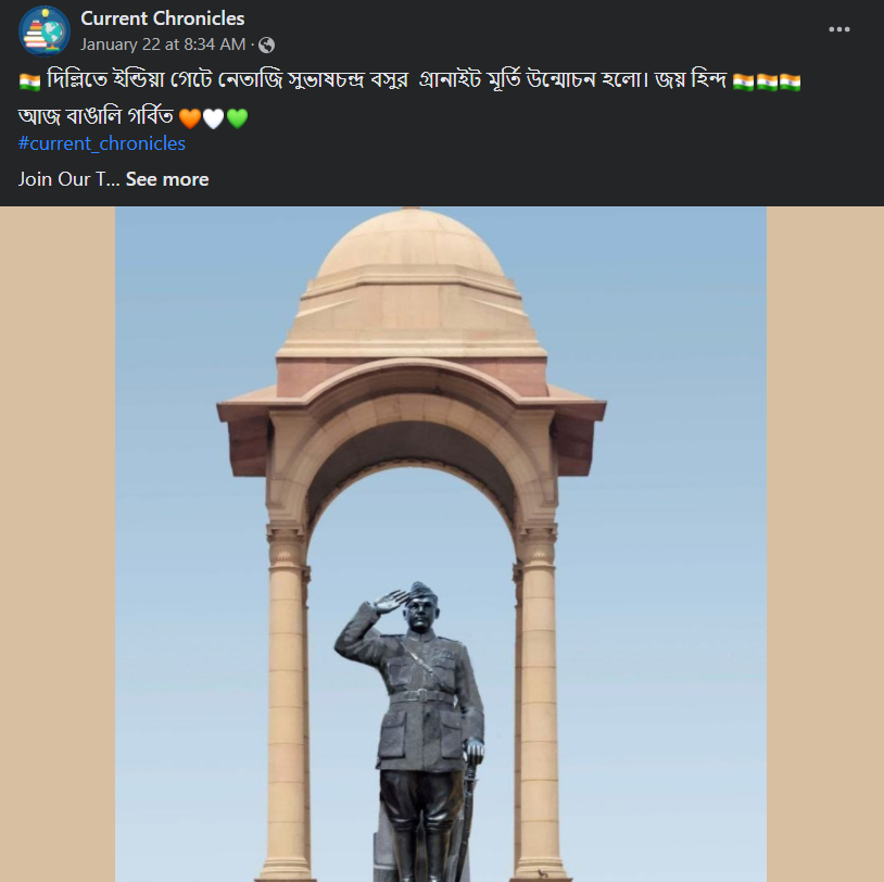 ইন্ডিয়া গেটে নেতাজির গ্রানাইট মূর্তি  image 3