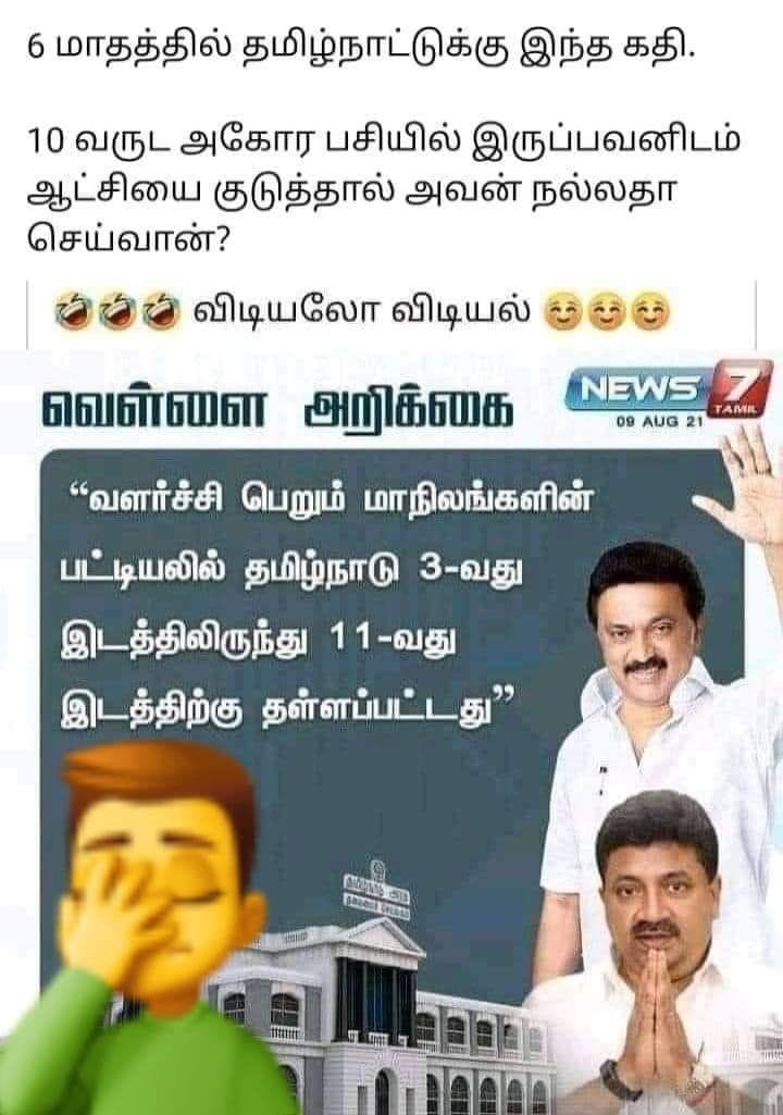 திமுக ஆட்சி காரணமாக  வளர்ச்சி பெறும் மாநிலங்களின் பட்டியலில் தமிழகம் பின்னடைவு அடைந்தாக பரவும் தகவல்
