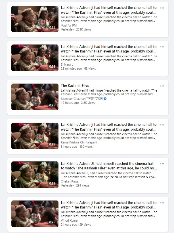 Video claims to show LK Advani crying after watching The Kashmir Files. 