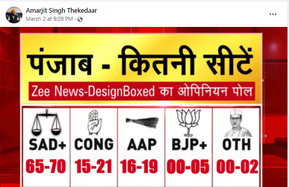 ਪੰਜਾਬ ਵਿੱਚ ਬਣੇਗੀ ਸ਼੍ਰੋਮਣੀ ਅਕਾਲੀ ਦਲ ਦੀ ਸਰਕਾਰ