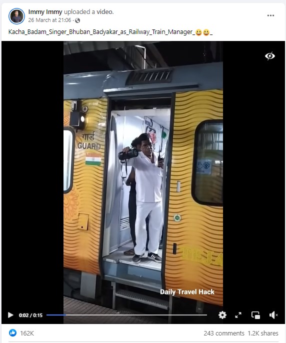 Post claims that Kacha Badaam fame Bhuban Badyakar bagged a job with the Indian Railways as a train manager. 