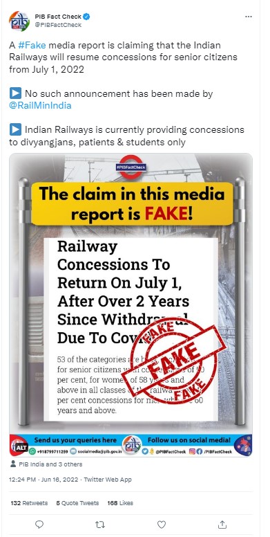 Railways To Restore Senior Citizen Concession From July 1? NO, Viral Message Is NOT True 