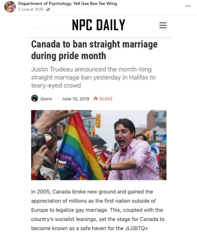 Canada Has Not Banned Straight Marriage During Pride Month, Viral Claim Is A Satire 