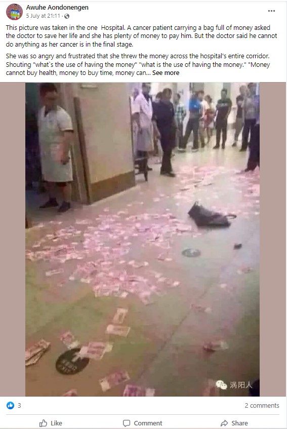 Old Hoax Of Cancer Patient Throwing Away Money Resurfaces