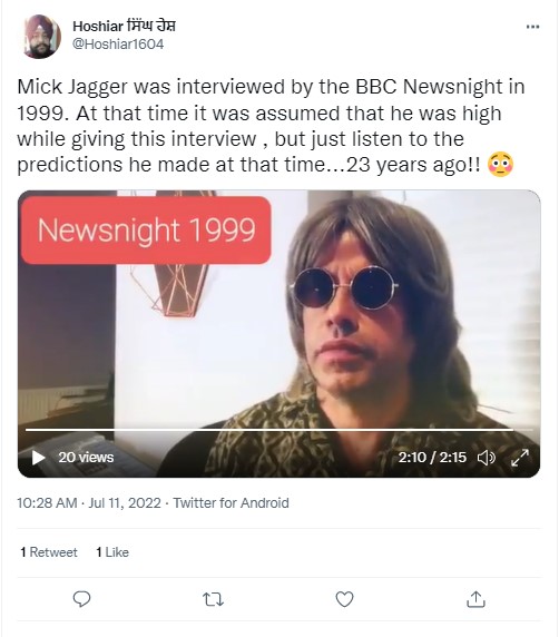 Spoof Video Goes Viral  Claiming To Show Mick Jagger Predicting Impact Of Internet In 1999 
