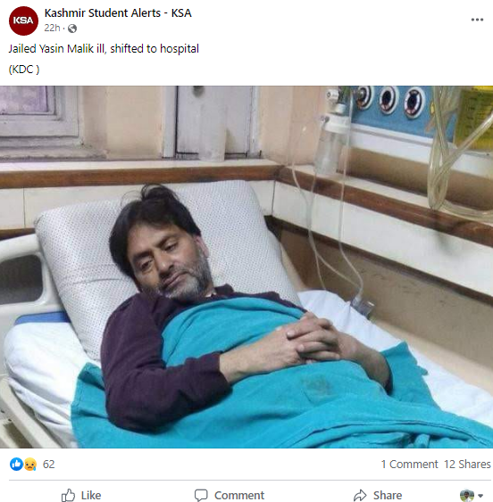 Kashmiri separatist Yasin Malik hospitalized 