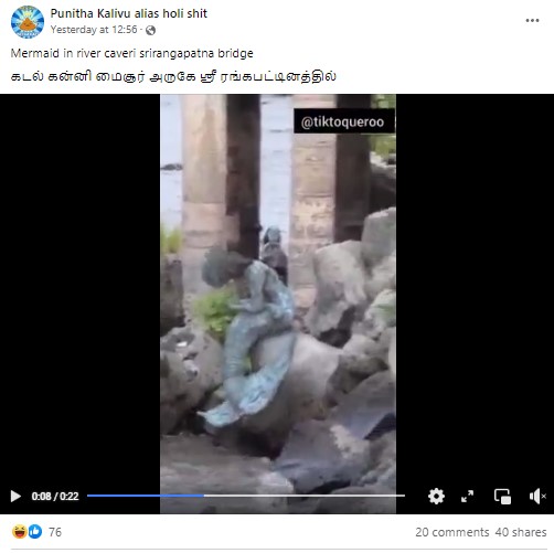 காவிரி ஆற்றங்கரையில் கடற்கன்னி காணப்பட்டதாக பரவும் தகவல் - 02