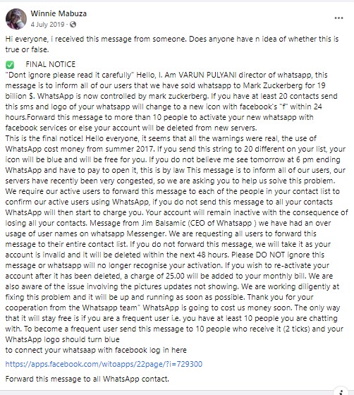 வாட்சாப் செயலியை ஒரு குறிப்பிட்ட நேரத்திற்கு நிறுத்தி வைக்க பிரதமர்  உத்தரவிட்டதாக பரவும் தகவல் - 01