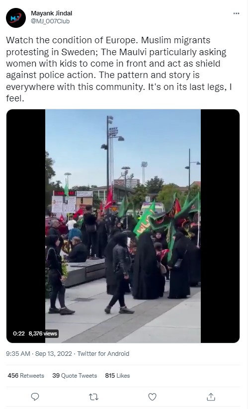 Muslim migrants protesting in Sweden