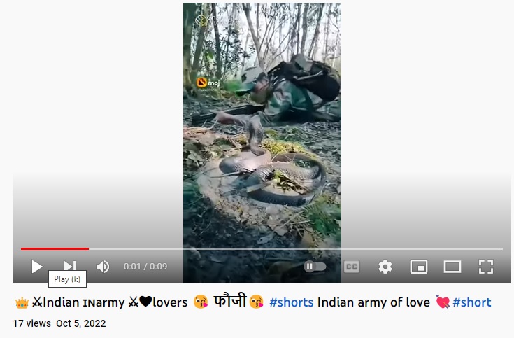 Viral short video of soldier catching a snake is not of Indian Army, but of a training related to Indonesian military.