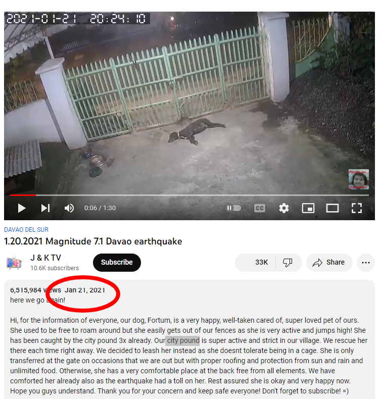 ਦਿੱਲੀ ਐਨਸੀਆਰ ਵਿੱਚ ਆਏ ਭੂਚਾਲ ਨਾਲ ਜੋੜਕੇ ਵਾਇਰਲ ਹੋਇਆ ਕੁੱਤੇ ਦਾ ਡੇਢ ਸਾਲ ਤੋਂ ਜ਼ਿਆਦਾ ਪੁਰਾਣਾ ਵੀਡੀਓ