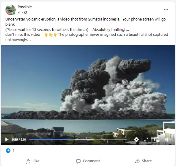 Underwater Volcanic Eruption In Sumatra