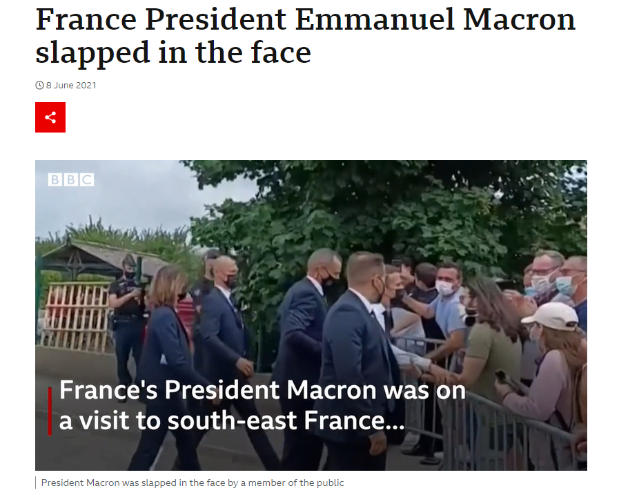 ਫਰਾਂਸ ਦੇ ਰਾਸ਼ਟਰਪਤੀ ਨੂੰ ਔਰਤ ਨੇ ਮਾਰਿਆ ਥੱਪੜ