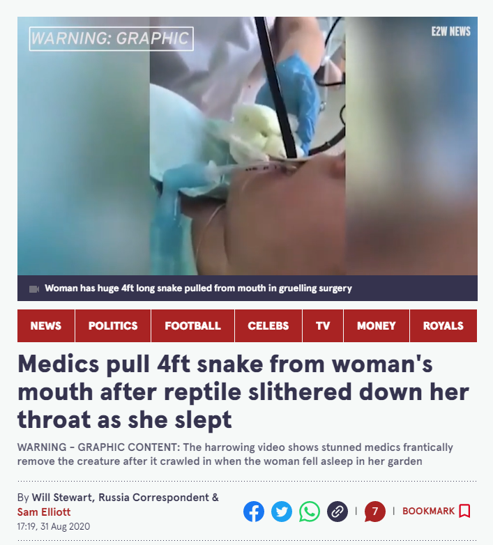 ਔਰਤ ਦੇ ਮੁੰਹ ਚੋਂ ਸੱਪ ਨਿਕਲਣ ਦਾ ਵਾਇਰਲ ਹੋ ਰਿਹਾ ਵੀਡਿਓ ਸਾਲ 2020 ਦਾ ਹੈ