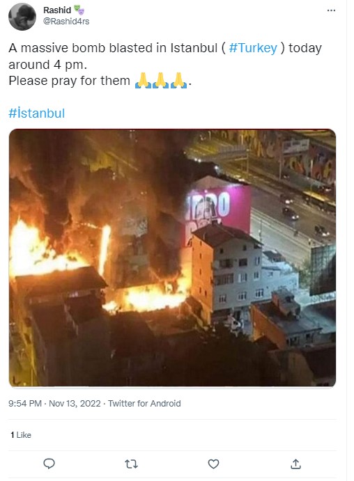 পুরোনো ও অপ্রাসঙ্গিক ছবি ইস্তানবুলের সাম্প্রতিক বিস্ফোরণের আবহে ছড়ালো image 1