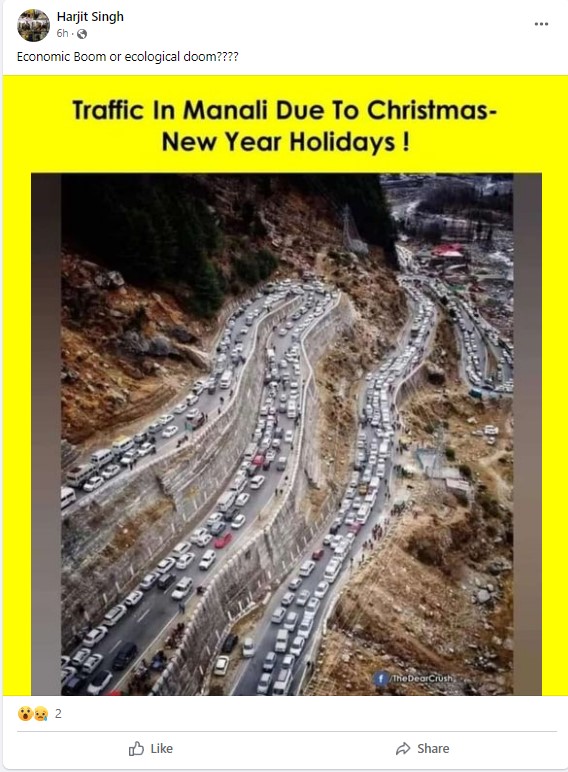 মানালিতে বড়দিনে অত্যধিক ট্রাফিকের ভাইরাল ছবিটি প্রায় এক বছর আগের image 1