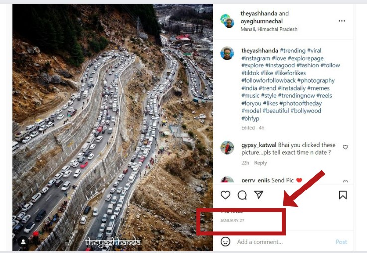 মানালিতে বড়দিনে অত্যধিক ট্রাফিকের ভাইরাল ছবিটি প্রায় এক বছর আগের image 3