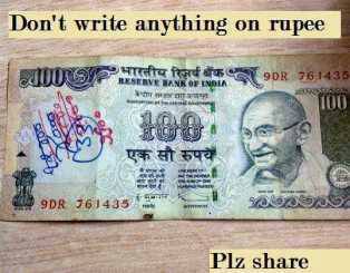 भारतीय नोटांवर लिहिल्यास त्या अवैध ठरविल्या जातात