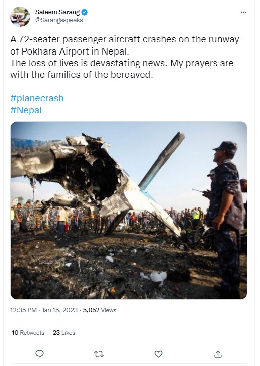 Old Image Shared To Show Yeti Airlines Crash In Nepal