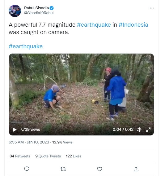 इंडोनेशियातील नुकत्याच झालेल्या भूकंपाचा सांगत व्हायरल व्हिडिओ