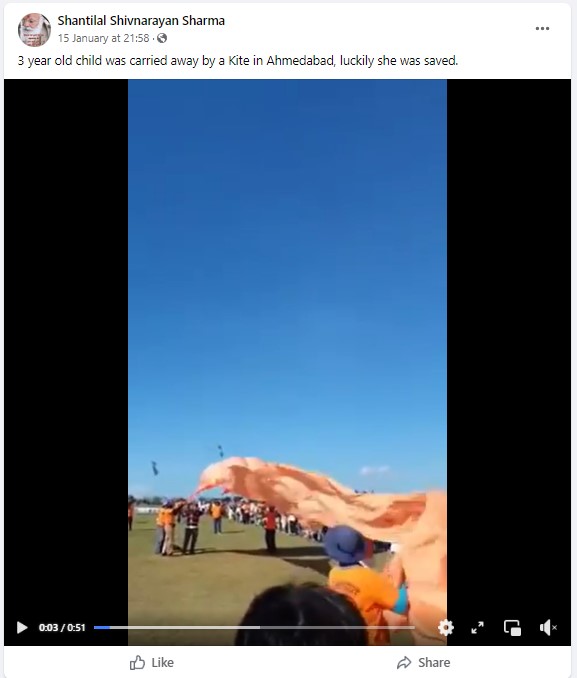 Child Lifted Into Air By Kite