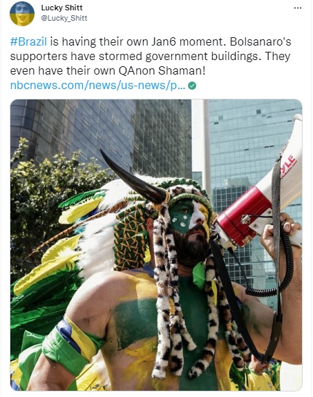 A photo of a Jair Bolsonaro supporter from a September 7, 2021 rally is being falsely claimed to be from the January 8, 2023 Brazil riots.