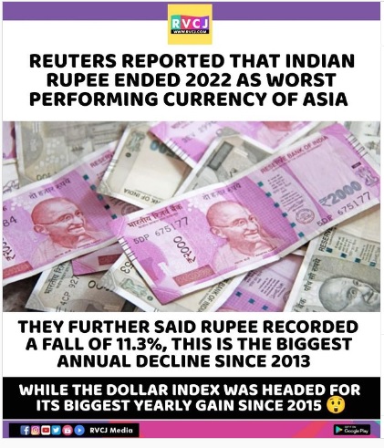 The Indian rupee ended 2022 as one of Asia’s worst-performing currencies, according to a Reuters report.