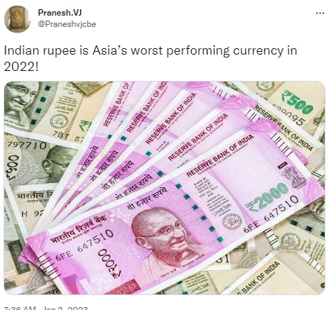 The Indian rupee ended 2022 as one of Asia’s worst-performing currencies, according to a Reuters report.