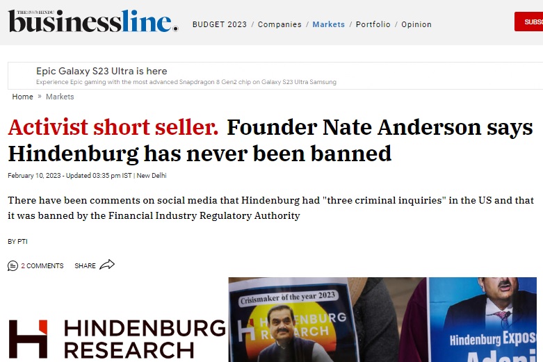 Newschecker found that Hindenburg Research is not banned in the US.