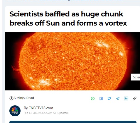 No part of the Sun has broken off and the recent phenomenon was of a rare, but periodic solar activity, according to scientists.