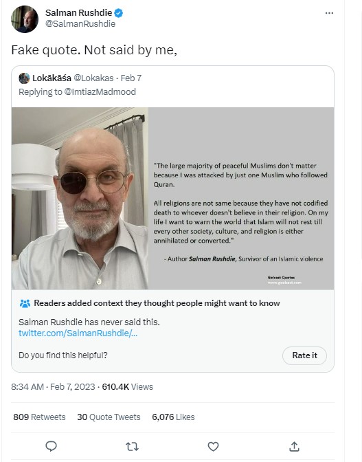 Salman Rushdie Warn The World Against Islam