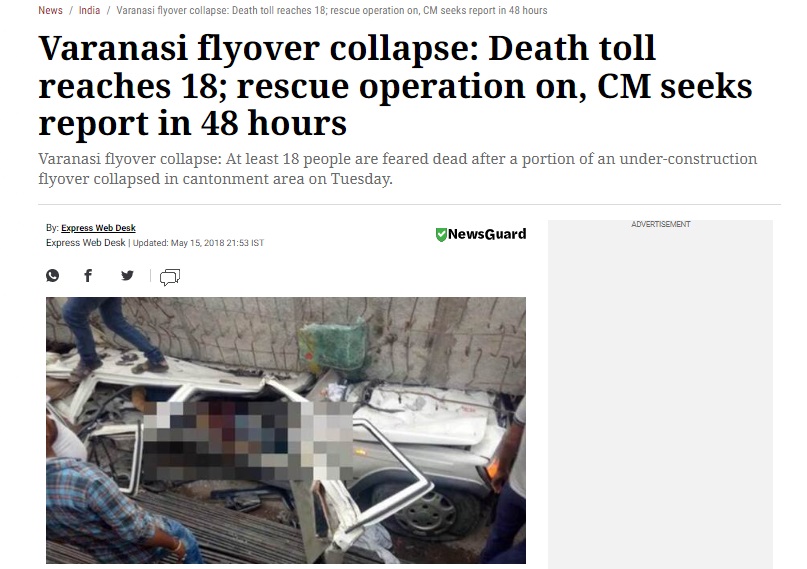Video of a flyover collapse in Varanasi in 2018 falsely shared as an incident in Thane on February 15, 2023.