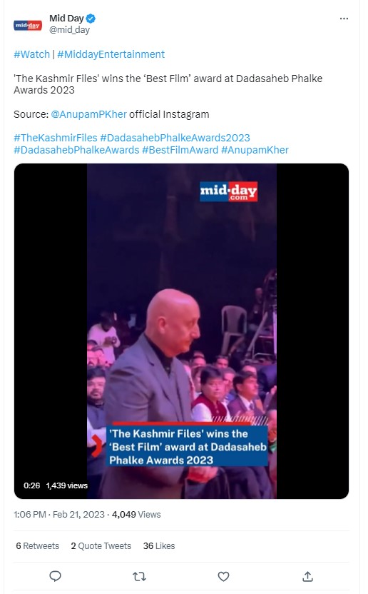 Fact Check: काश्मीर फाइल्सला मिळाला ‘दादासाहेब फाळके पुरस्कार 2023’? पाहुयात सत्य काय आहे 