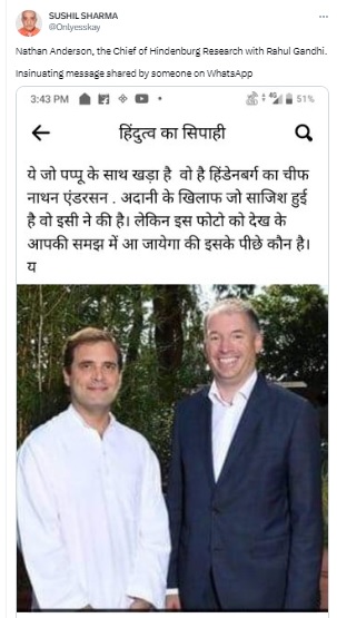 Man in the 2018 photo with Rahul Gandhi is German politician Niels Annen and not the chief of Hindenburg Research, Nate Anderson.