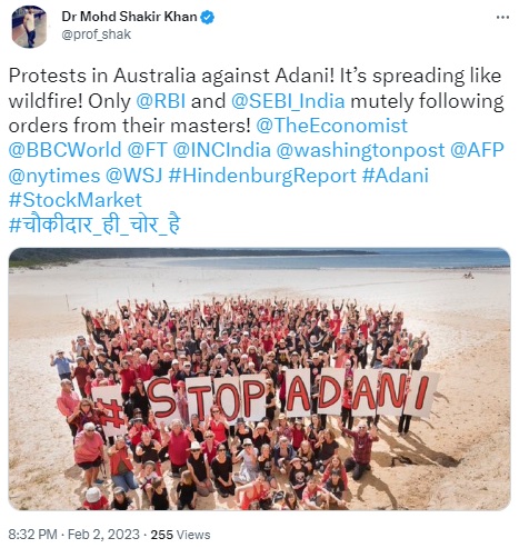 An old photo of a protest against Adani’s coal-mine project in Australia is being falsely shared as a recent stir amid the Adani stocks rout.