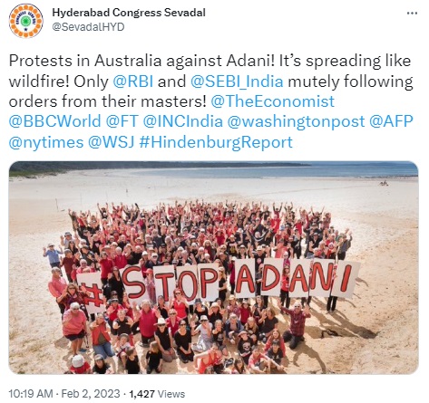 An old photo of a protest against Adani’s coal-mine project in Australia is being falsely shared as a recent stir amid the Adani stocks rout.