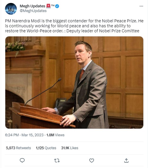 Fact Check: पीएम मोदी नोबेल शांतता पुरस्काराचे ‘प्रबळ दावेदार’? अस्ले टोजेला केंद्रीभूत व्हायरल दाव्याचे सत्य हे आहे