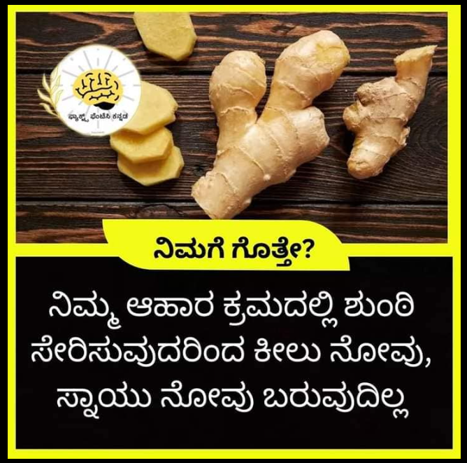 ಆಹಾರದಲ್ಲಿ ಶುಂಠಿ ಸೇವನೆ,  ಕೀಲು ನೋವು ದೂರ